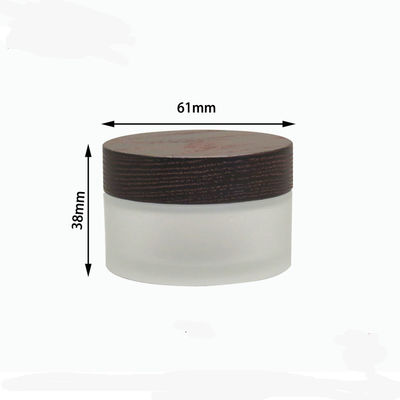 pot cosmétique en verre d'épaule oblique de 15g 30g 50g avec de la crème en bois de couvercle de Brown
