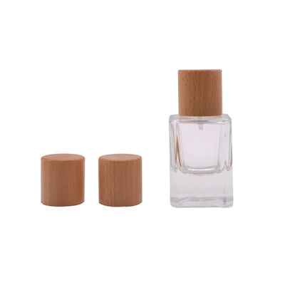 Verre vide en bois de capsule de parfum de couvercle de hêtre de vente d'usine avec la pompe de pulvérisateur