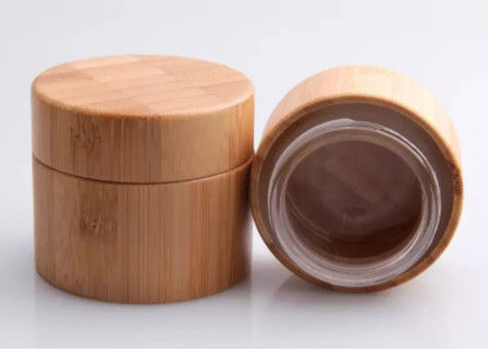 Verre intérieur de bouteille ronde de conteneur d'emballage cosmétique en bambou naturel en bois de pot