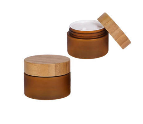 200g a givré le pot cosmétique de crème claire d'ANIMAL FAMILIER avec la bouche large de couvercle en bois en bambou