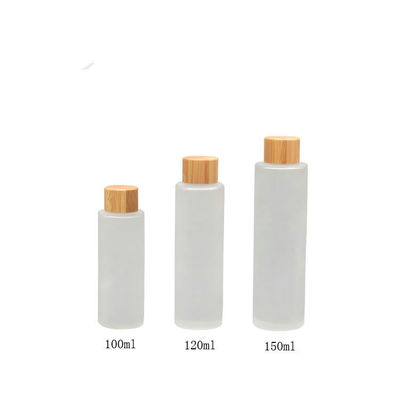 150ml a givré la bouteille en verre avec la peau cosmétique en bambou de soin de pompe de conteneur de lotion