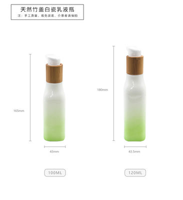 Conteneur cosmétique de lotion de gradient d'OPAL Glass Bottle With Wood de chapeau vert de couvercle