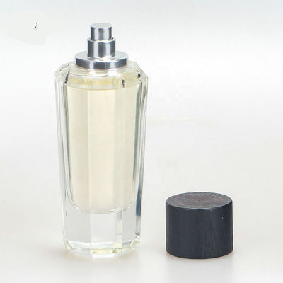 bouteille de parfum verre-verre à haute teneur avec le jet en bois de chapeau et de pompe d'aimant
