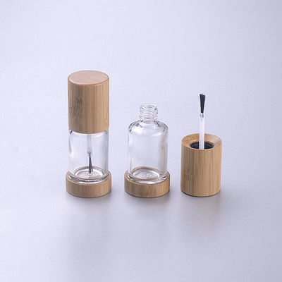 la bouteille polonaise en verre 15ml d'ongle vide avec le chapeau en bois en bambou de brosse composent