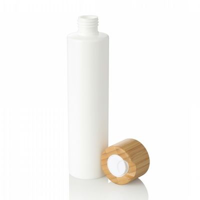 bouteille vide de l'animal familier 300ml de lotion d'utilisation cosmétique en plastique blanche de crème avec le chapeau en bambou