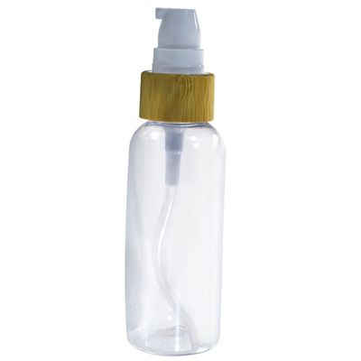 Bouteille en plastique de vente chaude de pompe de lotion d'ANIMAL FAMILIER clair naturel avec le chapeau en bambou 200ml
