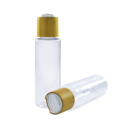Bouteille en plastique de vente chaude de pompe de lotion d'ANIMAL FAMILIER clair naturel avec le chapeau en bambou 200ml