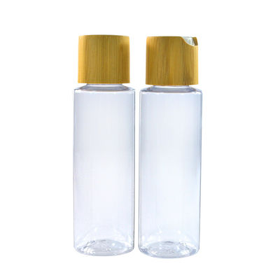 Bouteille en plastique de vente chaude de pompe de lotion d'ANIMAL FAMILIER clair naturel avec le chapeau en bambou 200ml