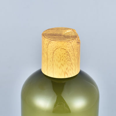 300ml de vente chauds CHOIENT la bouteille verte ambre de shampooing de lotion avec le chapeau en bambou