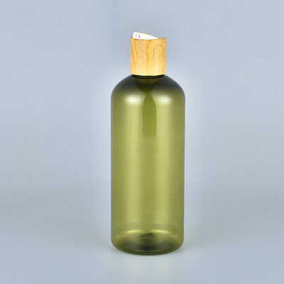 300ml de vente chauds CHOIENT la bouteille verte ambre de shampooing de lotion avec le chapeau en bambou