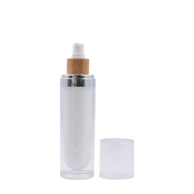 paquet acrylique de soins de la peau de bouteille en bambou cosmétique de voyage de 5g 15g 30g 50g 100g vide