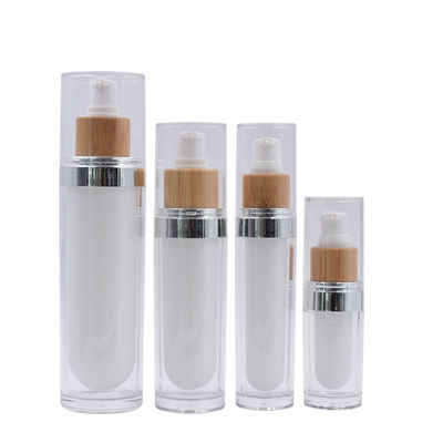 paquet acrylique de soins de la peau de bouteille en bambou cosmétique de voyage de 5g 15g 30g 50g 100g vide
