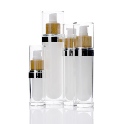 crème qui respecte l'environnement cosmétique Cotainer de lotion de bouteilles privées d'air en bambou de la pompe 100ml