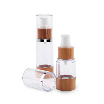 la pompe 50ml privée d'air vide met l'essence en bouteille cosmétique de vide en plastique rechargeable en bambou