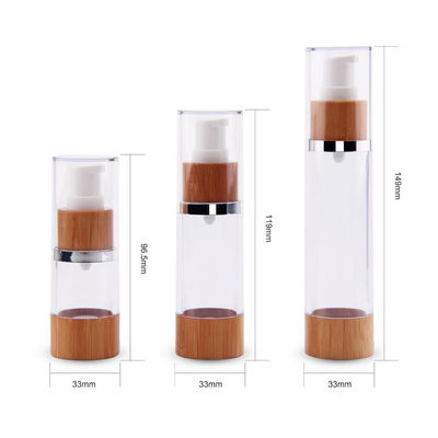 la pompe 50ml privée d'air vide met l'essence en bouteille cosmétique de vide en plastique rechargeable en bambou
