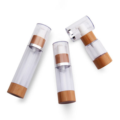 la pompe 50ml privée d'air vide met l'essence en bouteille cosmétique de vide en plastique rechargeable en bambou