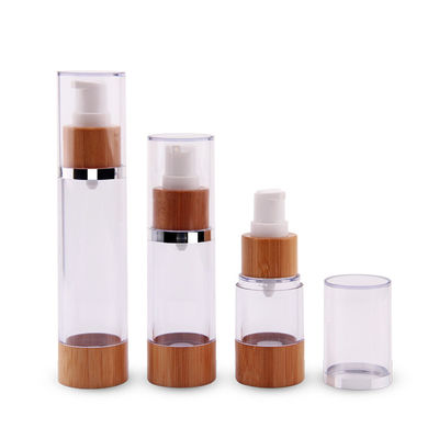 la pompe 50ml privée d'air vide met l'essence en bouteille cosmétique de vide en plastique rechargeable en bambou