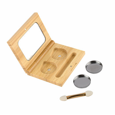 cavité en bambou de empaquetage cosmétique vide de double de fard à paupières du maquillage 10g avec la brosse