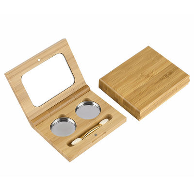 cavité en bambou de empaquetage cosmétique vide de double de fard à paupières du maquillage 10g avec la brosse