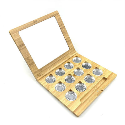 Palette en bambou de maquillage de fard à paupières de poudre pressée d'emballage cosmétique vide