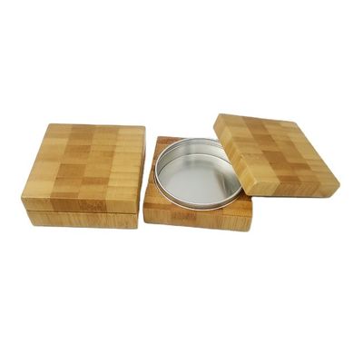 Le cosmétique vide cogne les conteneurs en aluminium avec la poudre en bambou de couverture/fard à paupières
