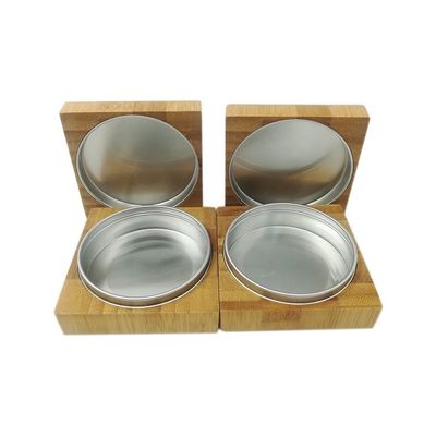 Le cosmétique vide cogne les conteneurs en aluminium avec la poudre en bambou de couverture/fard à paupières