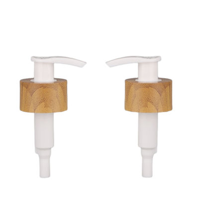 Pompe cosmétique de bouteille de crème de lotion de pompe de gel en métal de double du mur 28/410 finition de bambou