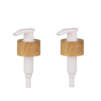 Pompe cosmétique de bouteille de crème de lotion de pompe de gel en métal de double du mur 28/410 finition de bambou