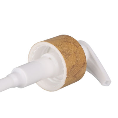 Pompe cosmétique de bouteille de crème de lotion de pompe de gel en métal de double du mur 28/410 finition de bambou