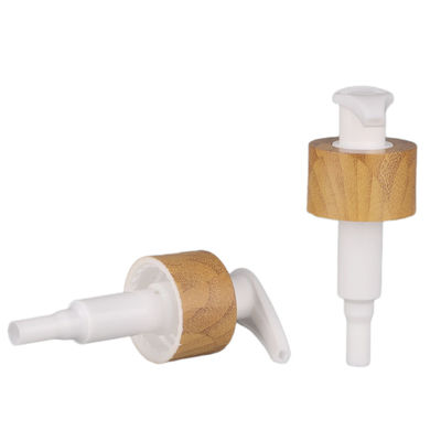 Pompe cosmétique de bouteille de crème de lotion de pompe de gel en métal de double du mur 28/410 finition de bambou