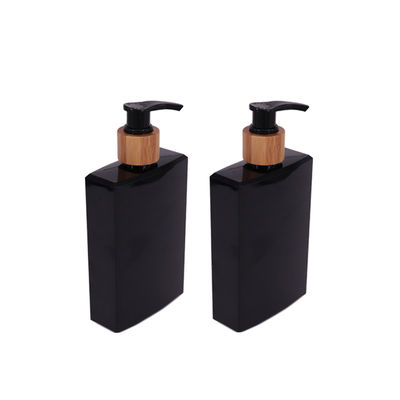 bouteille carrée noire de bain du shampooing 250ml avec les bouteilles en plastique de détergent en bambou de pompe
