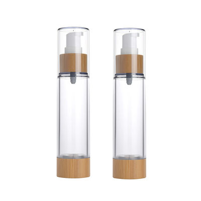 bouteille privée d'air en plastique de pompe de la bouteille 30ml 50ml de lotion de pompe à vide avec le couvercle en bambou