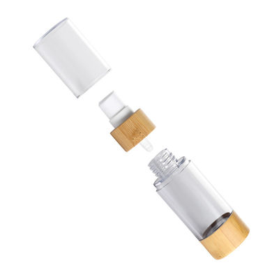 bouteille privée d'air en plastique de pompe de la bouteille 30ml 50ml de lotion de pompe à vide avec le couvercle en bambou