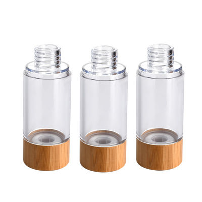 bouteille privée d'air en plastique de pompe de la bouteille 30ml 50ml de lotion de pompe à vide avec le couvercle en bambou