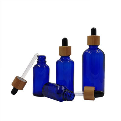 1oz vident des bouteilles de compte-gouttes d'Amber Black Essential Oil Glass avec les couvercles en bambou