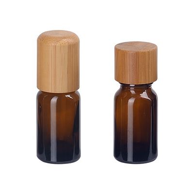 Bouteille d'huile essentielle Brown cosmétique vide avec le couvercle à visser en bois en bambou de 18mm