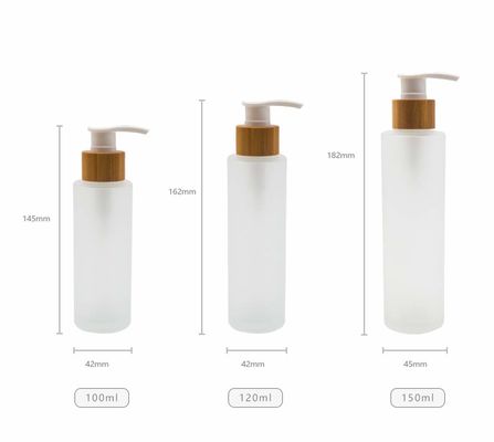 120ml a givré la bouteille en verre avec la peau cosmétique en bambou de soin de pompe de conteneur de lotion