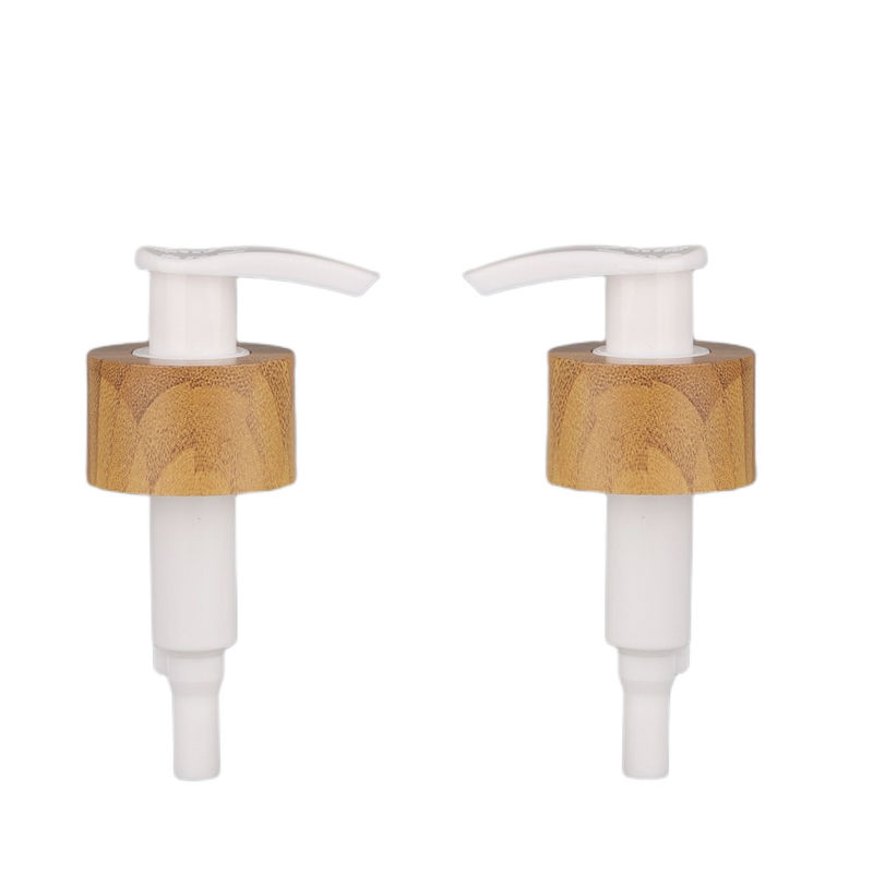 Pompe cosmétique de bouteille de crème de lotion de pompe de gel en métal de double du mur 28/410 finition de bambou